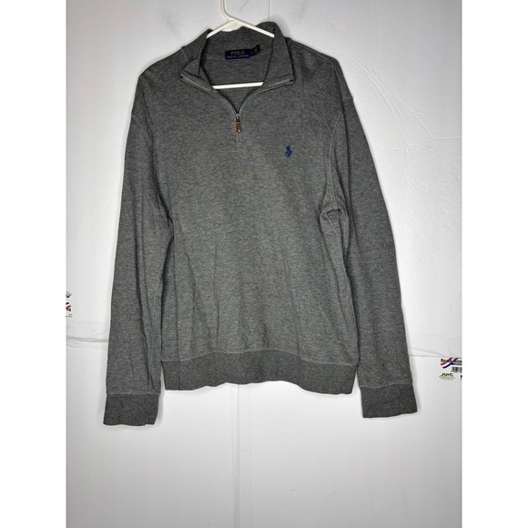 Polo Ralph Lauren Other - Polo Ralph Lauren Mens Quarter Zip Pullover Heather Gray Cotton Blend Large blem